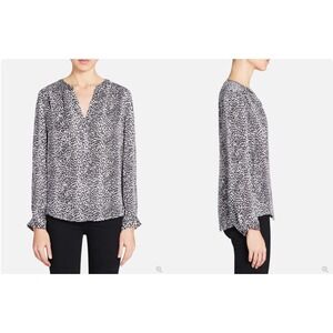 Joie Women's XXS Long Sleeve Blouse Black White Animal Print‎ Top